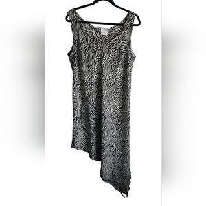 Linda Lundstrom Zebra Print Asymmetrical Hem Dress Women’s 10 Sleeveless Midi
